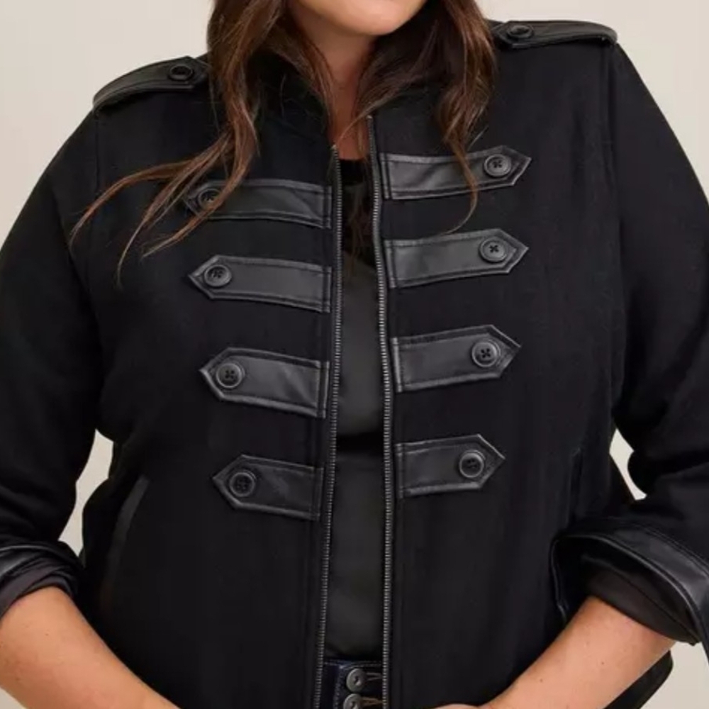 TORRID Military Style Wool Blend Band Jacket 3x/22-24
